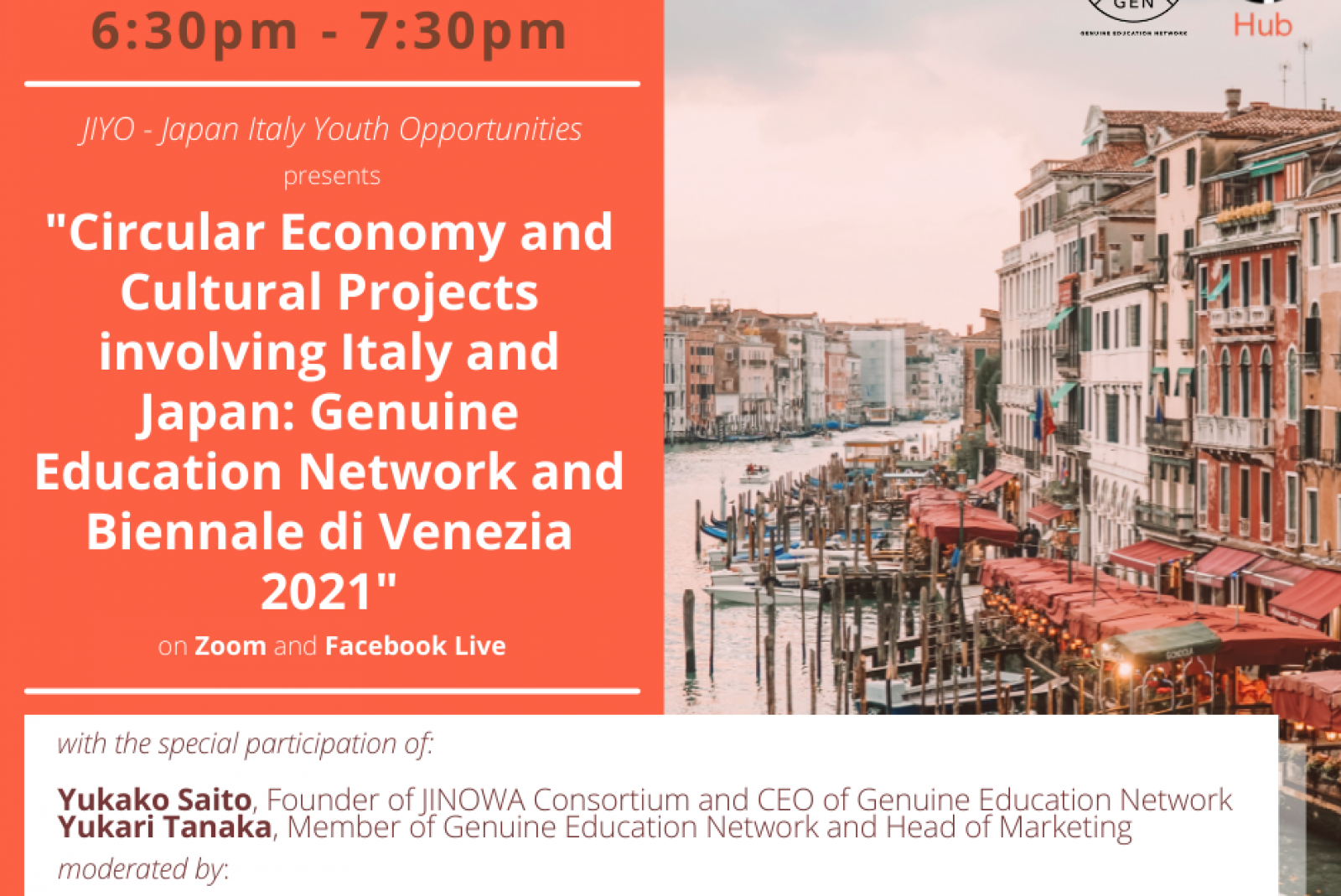 JIYO - Circular Economy and Cultural Projects involving Italy and Japan: Genuine Education Network and Biennale di Venezia 2021 - 19 May 2021