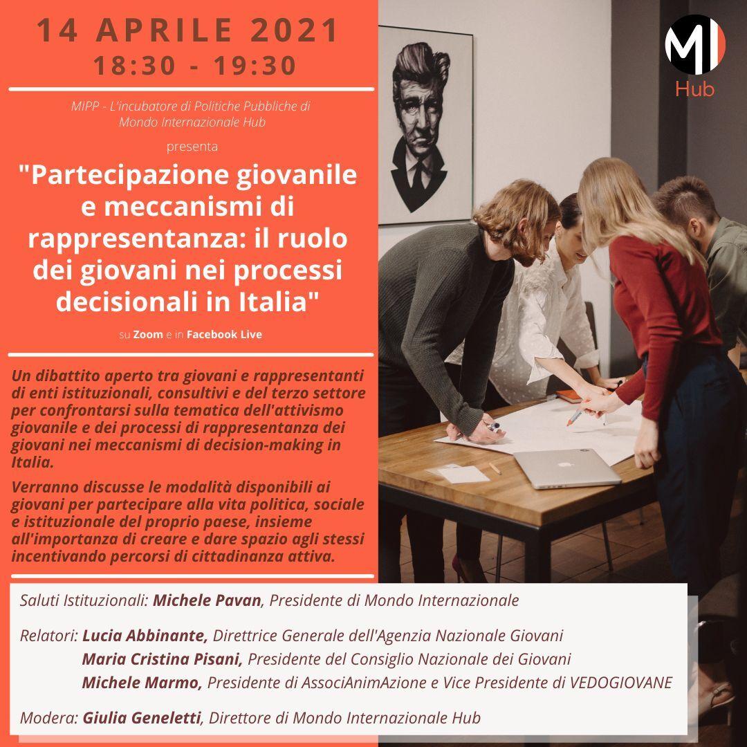 Partecipazione giovanile e meccanismi di rappresentanza: il ruolo dei giovani nei processi decisionali in Italia - 14 aprile 2021