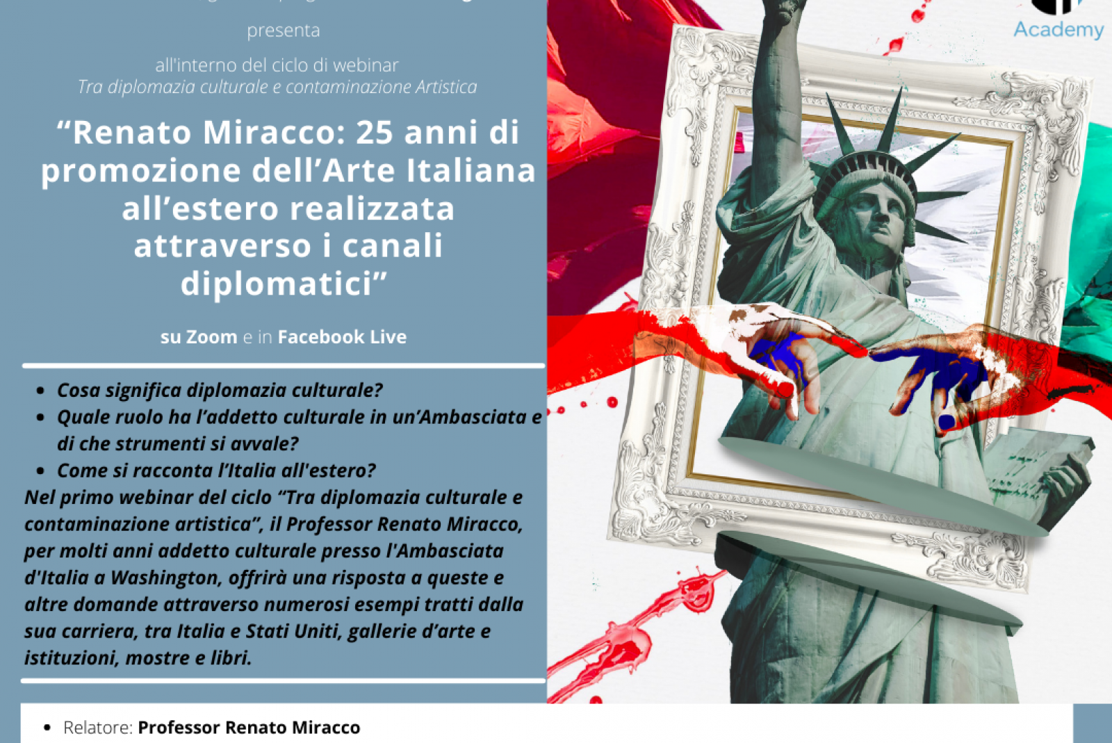 Renato Miracco: 25 anni di promozione dell’Arte Italiana all’estero realizzata attraverso i canali diplomatici.