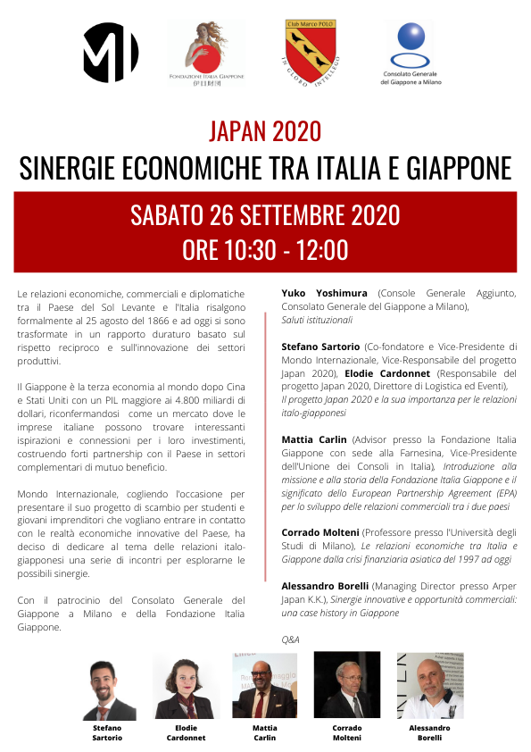 Economic Synergies between Italy and Japan– September 26, 2020