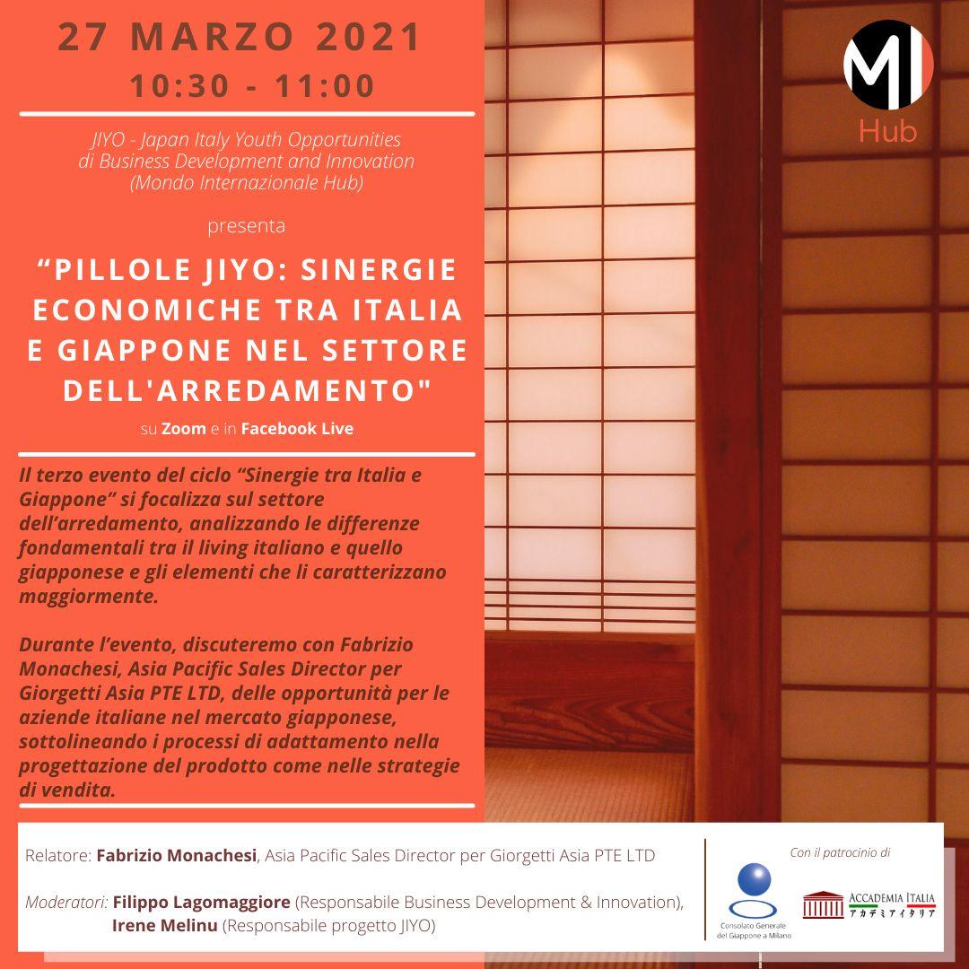 Sinergie economiche tra Italia e Giappone nel settore dell'arredamento - 27 marzo 2021